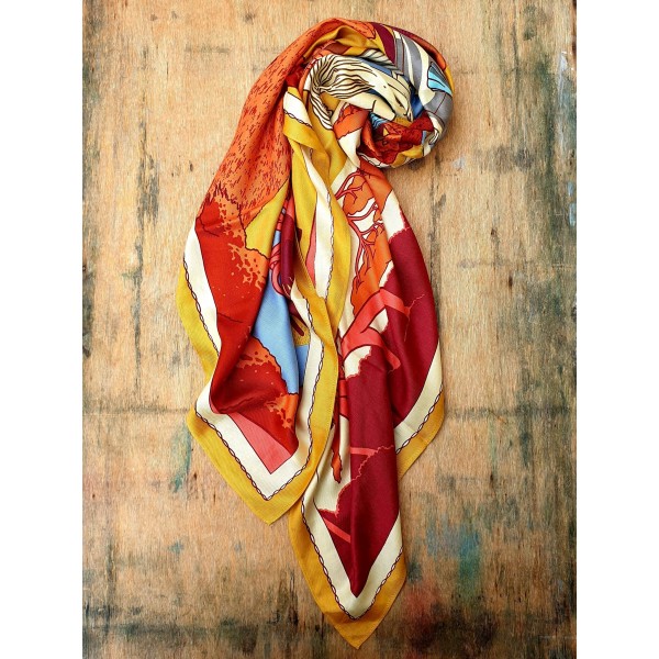 Inoui Editions šilko ir modalo skara JARDIN YELLOW